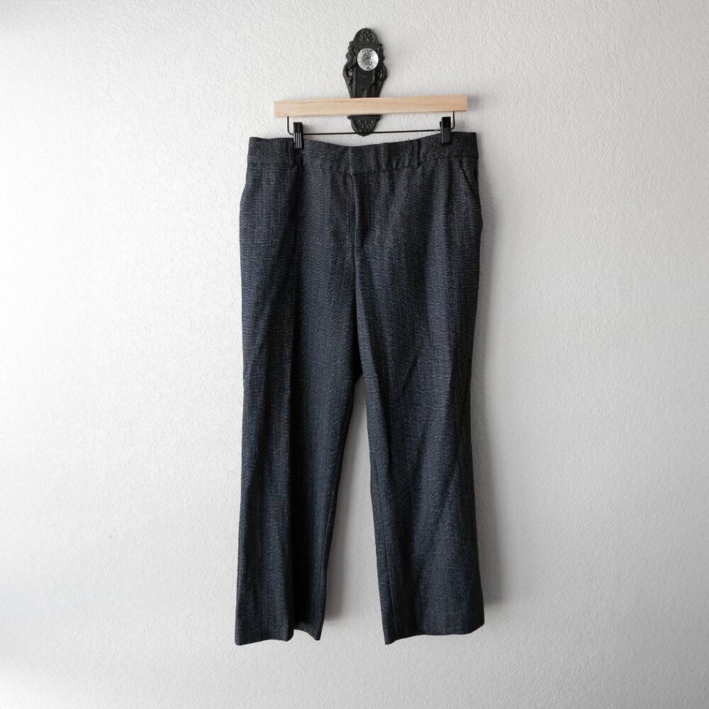 Nine West Women's 12 Barely Bootcut Dress Pants | Dark Gray Micro Check Trousers